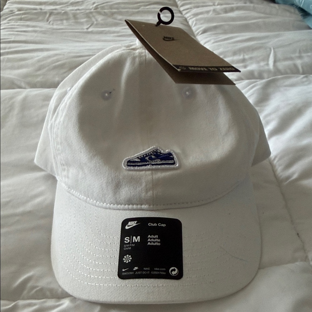Nike White Cap with Blue Wave Patch